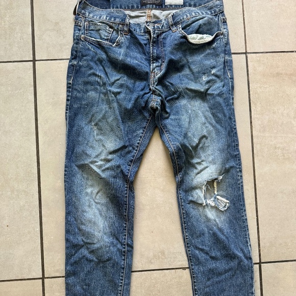 Aeropostale Women’s Skinny Jeans 32x30 – Distressed Ripped Blue Denim – Y2K Grun - Picture 3 of 11